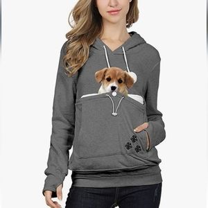 Womens Pet Carrier Cat Kitten Puppy Holder Animal Pouch Hoodie Sweatshirt NWOT